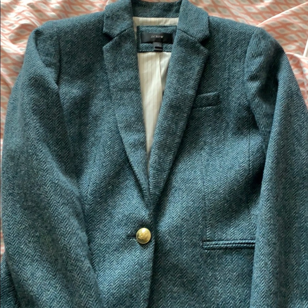 J. Crew Women's Herringbone Wool Blend Blazer - Teal